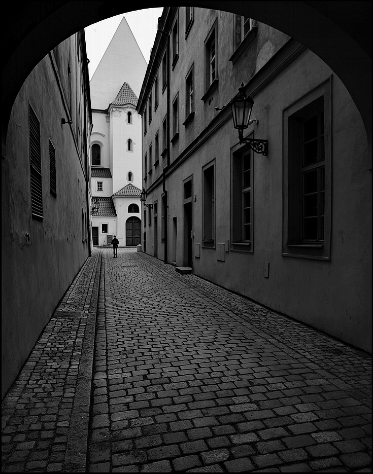 photo "Золотая улица" tags: black&white, Prag, Prague, Praha