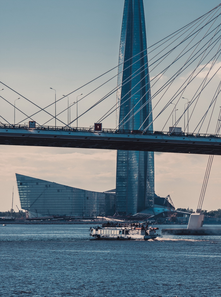 photo "холодные тона" tags: architecture, city, misc., bridge, river, water, СПб, питер, теплоход