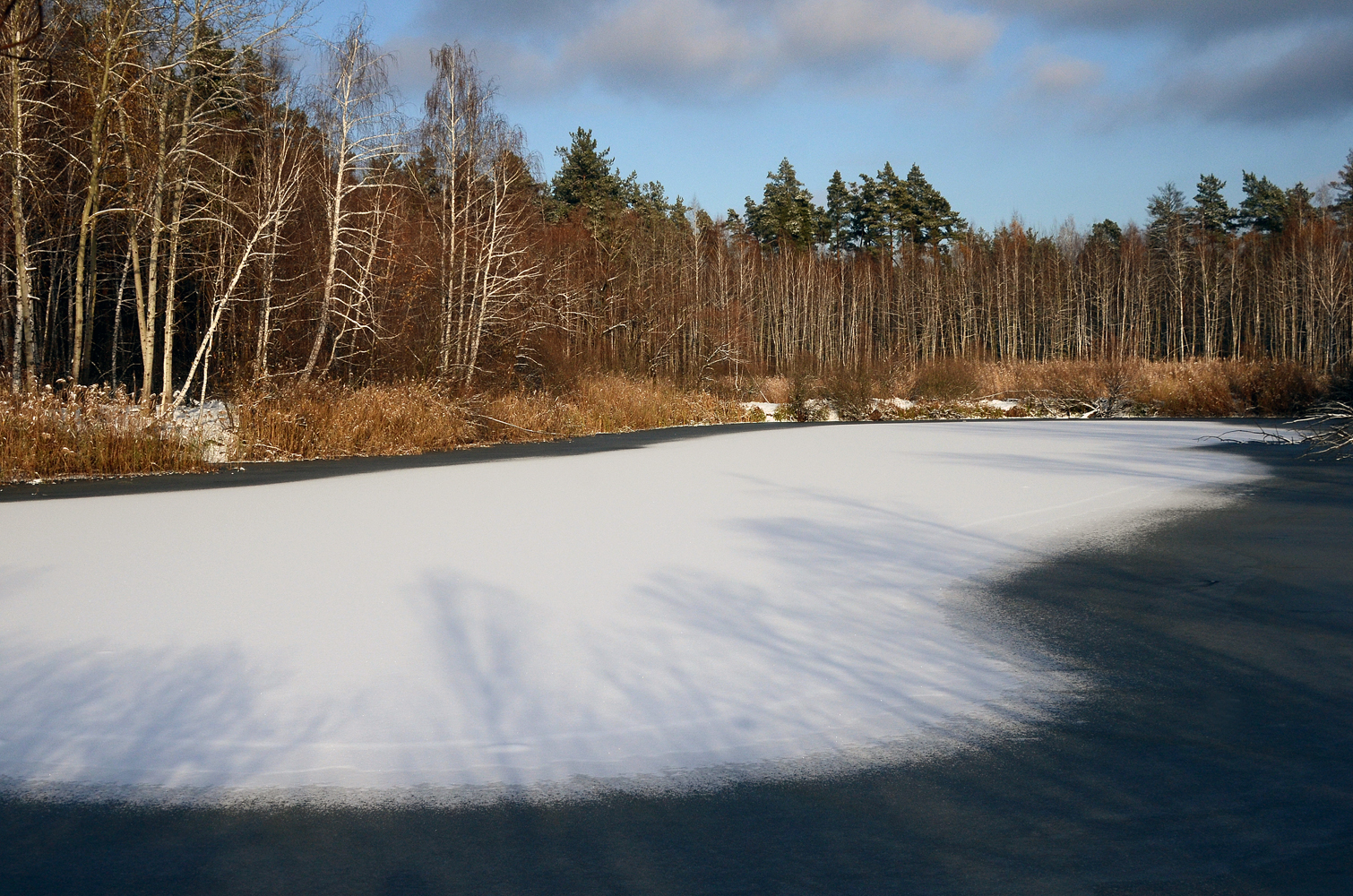 фото "Ледок припорошило." метки: пейзаж, зима, лед, озеро