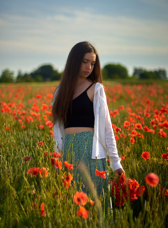 photo "***" tags: portrait, field, flowers, girl, meadow, morning, summer, красные маки, маки, модель, настроение, портрет девушка, портрет девушка весна, раннее утро