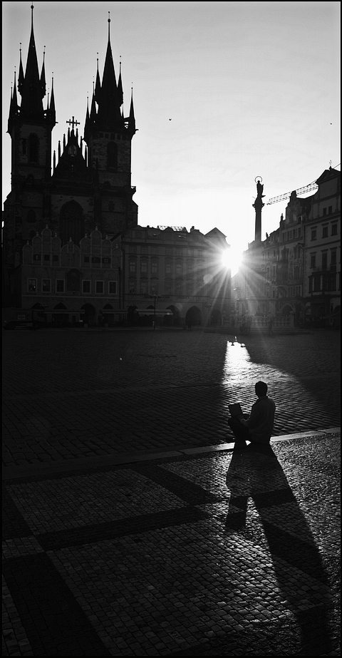 фото "Утро на площади-4" метки: черно-белые, Prag, Praha, Прага