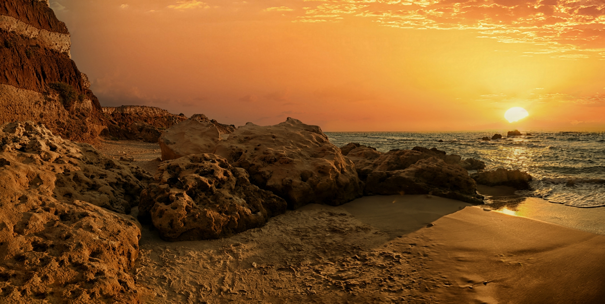 фото "Закат цвета Манго" метки: , Израиль.Хадера.Пляж Гиват Ольг