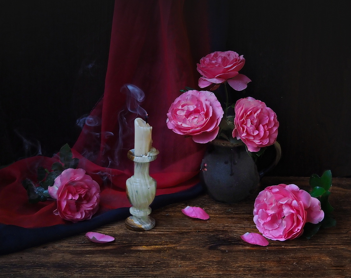 фото "***" метки: натюрморт, Свеча, розы