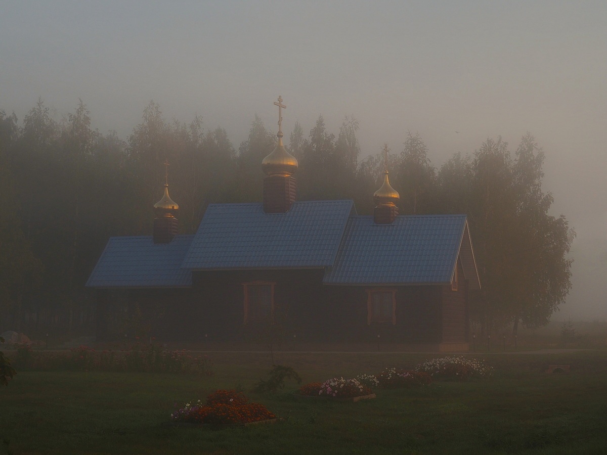 photo "***" tags: landscape, morning, деревня, т уман, церковь
