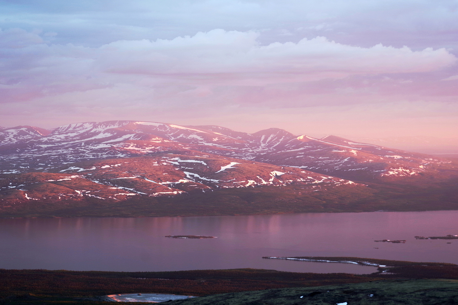 photo "Sunny Midnight Above Khibiny" tags: landscape, travel, nature, Ловозерские тундры, Ловозёры, Умбозеро, Хибины