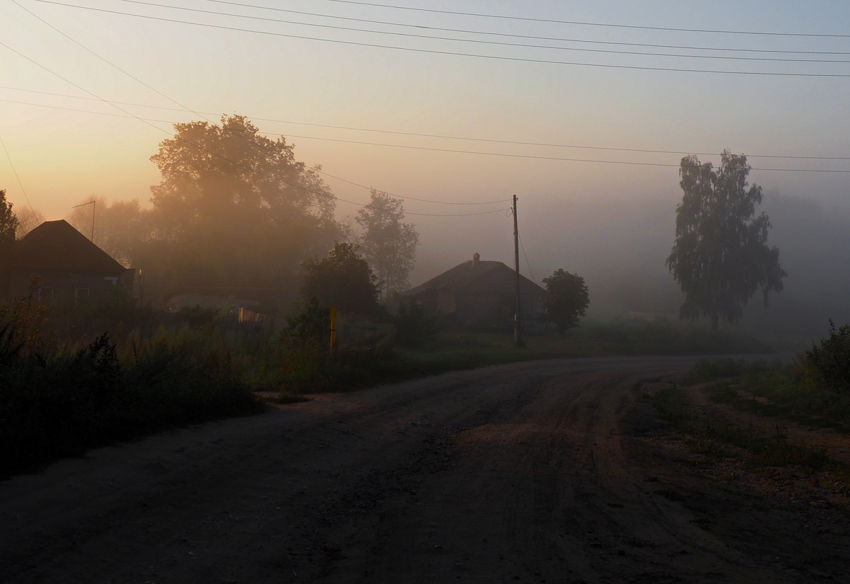 photo "***" tags: landscape, fog, morning, деревня